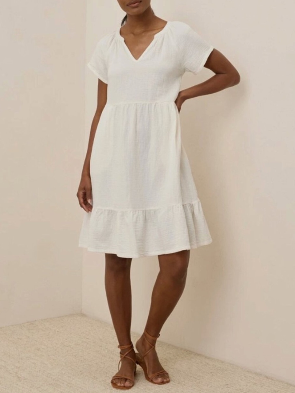 NEW! Pact Organic Coastal Double Gauze Breezy Dress Sea Salt NWT!